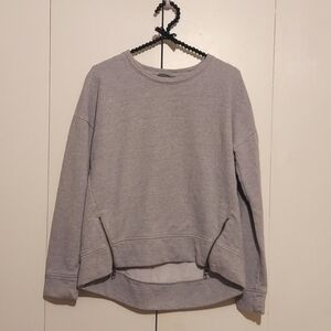 Athleta Grey Cityscape Double Zippered Detail High Low Hem Sweatshirt Size XS